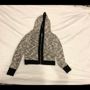 A gray and white sweatshirt